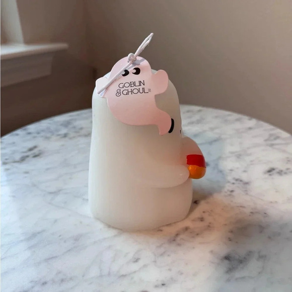 Goblin and Ghoul Ghost Candle with Candy Corn - Picture 2 of 4